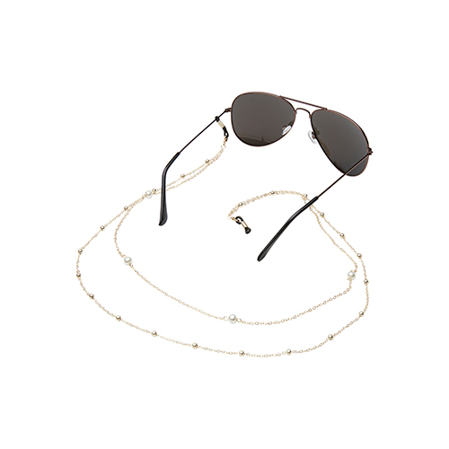 Brillenkoordje | Chrome en witte parels