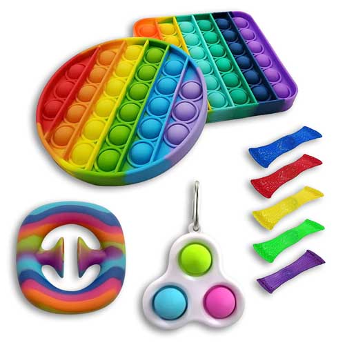 Fidget toys pakket regenboog | pop it | simple dimple | mesh and marble
