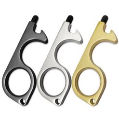 Metalen no touch hygiene key met smartphone knop