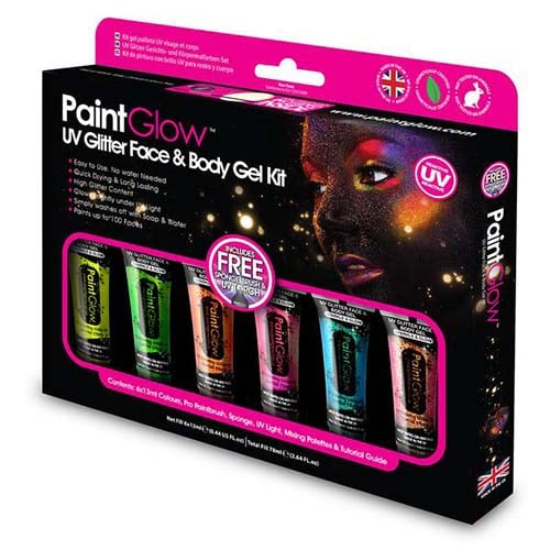 Paintglow | Glitter UV face en body paint kit