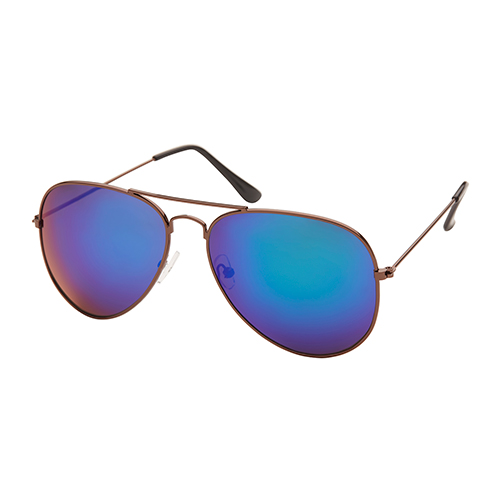 Bronzen piloten zonnebril | Blauw/groene spiegel lenzen - Afbeelding 2