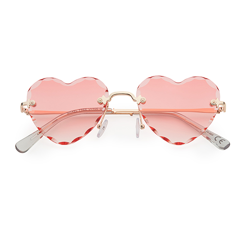 Trendy hartjes zonnebril chroom | roze lenzen