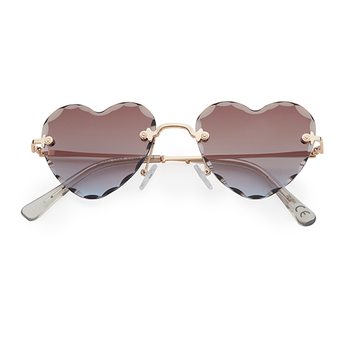 Trendy hartjes zonnebril chroom | smoke lenzen