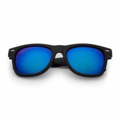 Classic zonnebril mat zwart | blauwe spiegel lenzen
