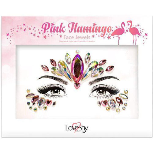 Festival gezicht steentjes | Pink flamingo