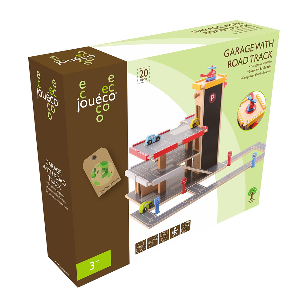 Jouéco houten autogarage met accessoires - Afbeelding 3