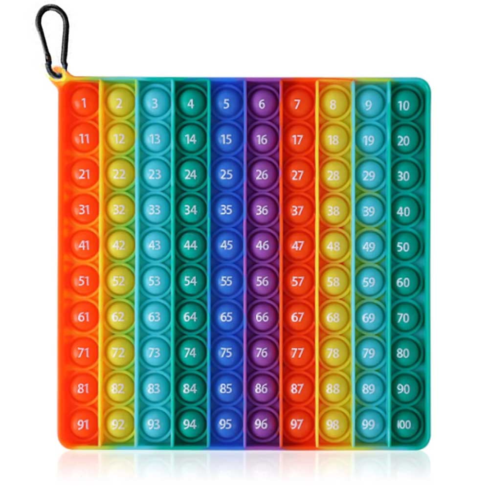 Pop it XL | fidget toy | groot vierkant | rainbow met cijfers