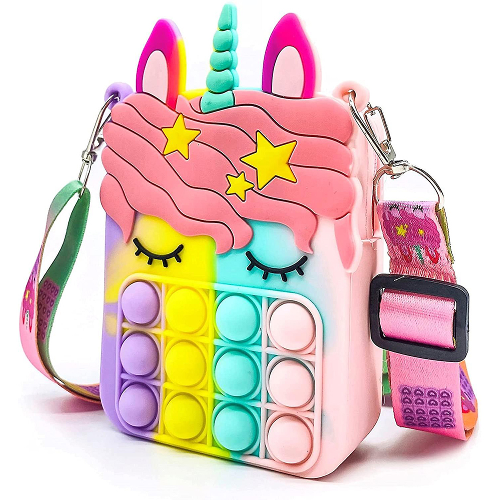 Fidget toys pop it - unicorn regenboog tasje