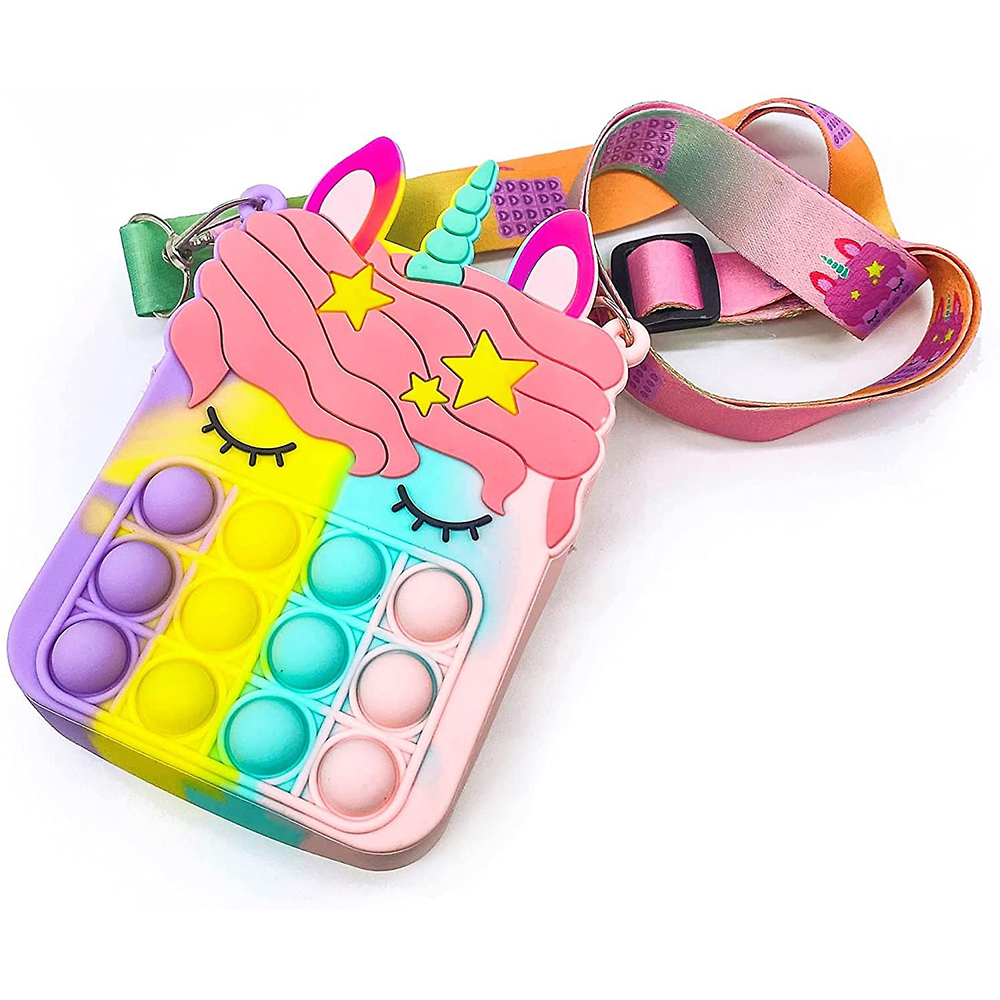 Fidget toys pop it - unicorn regenboog tasje - Afbeelding 2