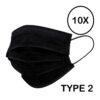 Mondmasker Medisch Type IIR zwart | 10 stuks