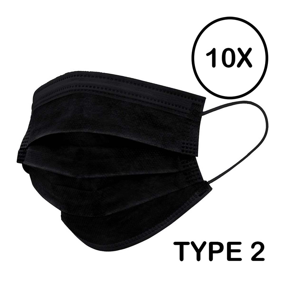 Mondmasker Medisch Type IIR zwart | 10 stuks