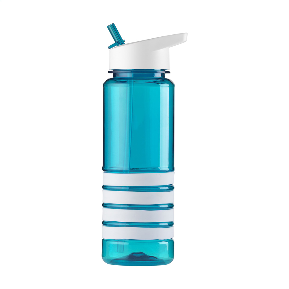 Waterfles blauw met rietje