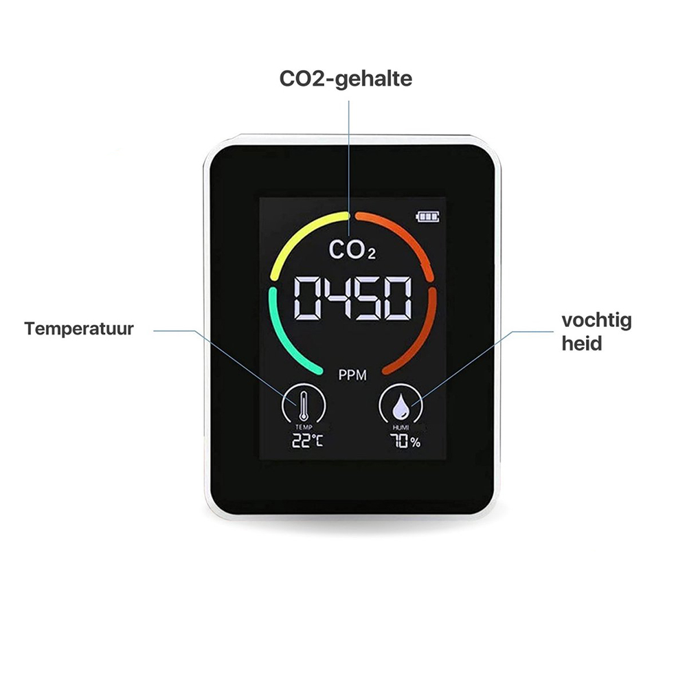 CO2 meter zwart - Afbeelding 3