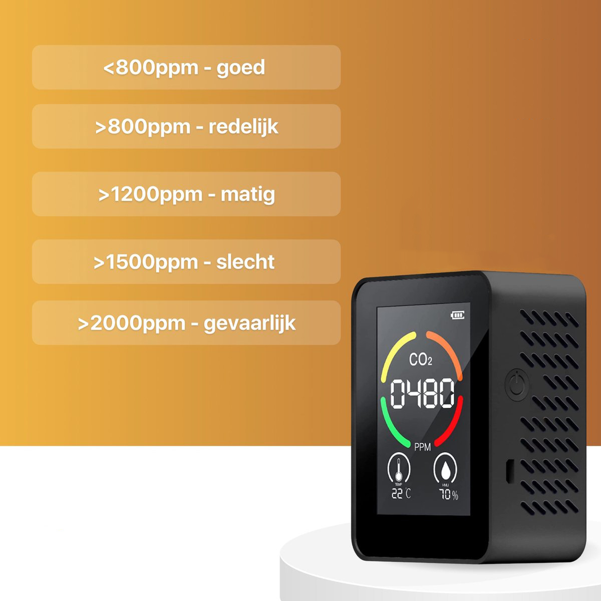 CO2 meter zwart - Afbeelding 5