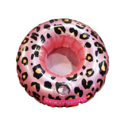 Opblaasbare bekerhouder met roze panterprint