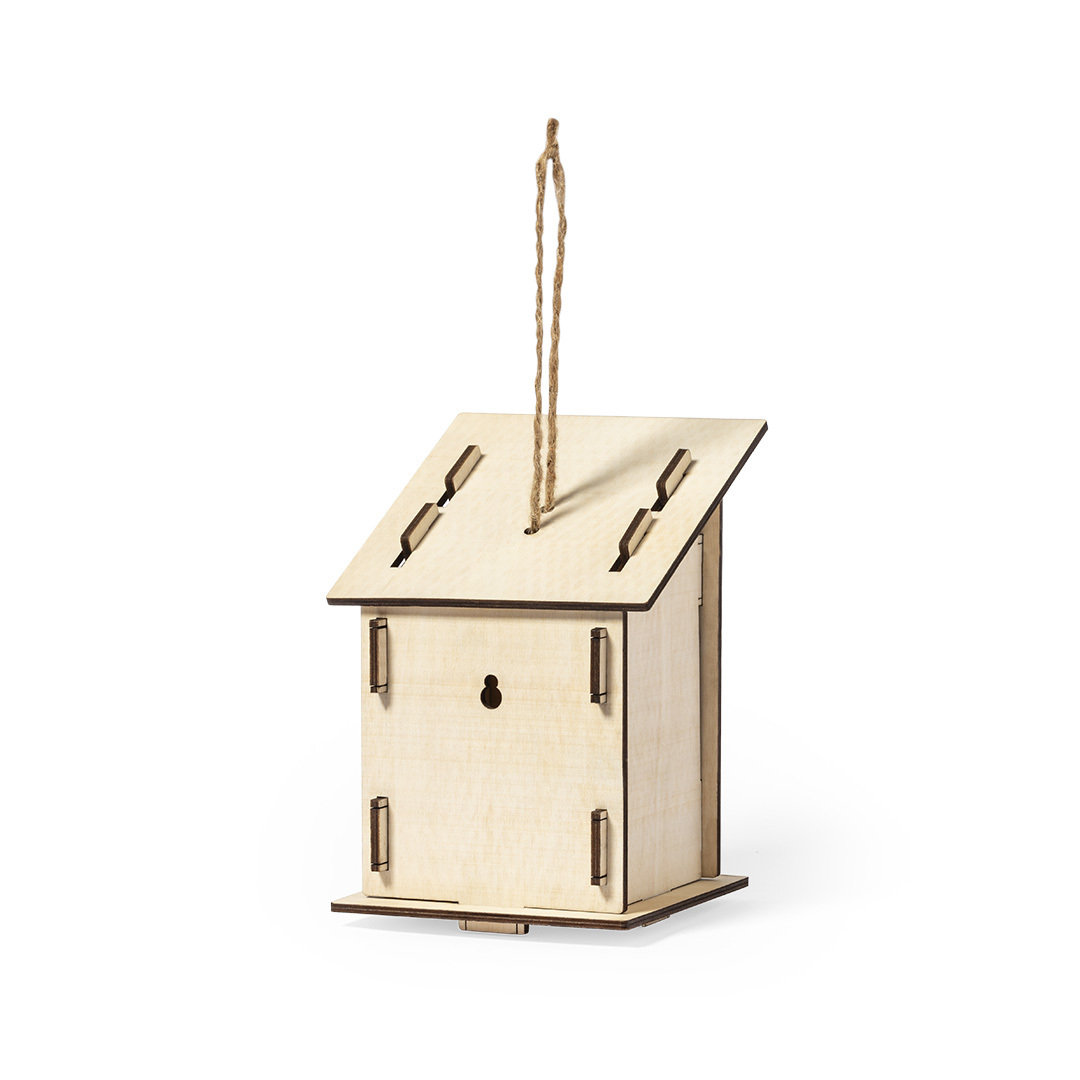 Vogelhuisje hout beige