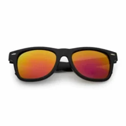 Classic zonnebril mat zwart | oranje spiegel lenzen