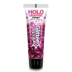 Holographic Chunky Glitter Face & Body Gel - Princess Pink