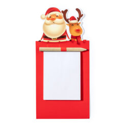 Magneet Kerstman en rendier met notitieblokje rood