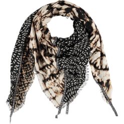Sjaal 145 x 145 cm beige/zwart