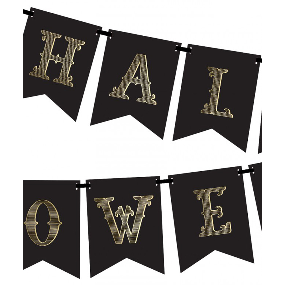 Vlaggenlijn Halloween 175 cm zwart/goud - Afbeelding 2