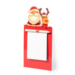 Alternative view of Magneet Kerstman en rendier met notitieblokje rood