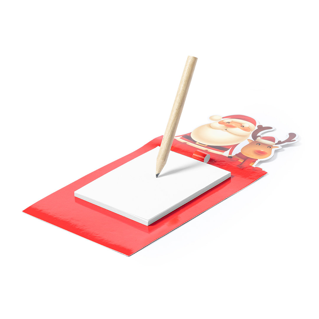 Magneet Kerstman en rendier met notitieblokje rood - Afbeelding 3