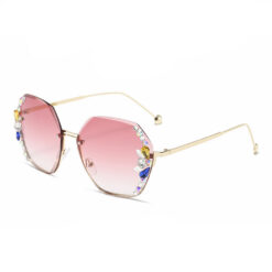 Alternative view of Zonnebril diamant roze ronde hoeken