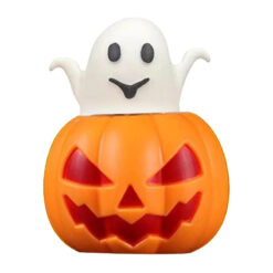 Halloween stressbal popper pompoen met spook oranje/wit