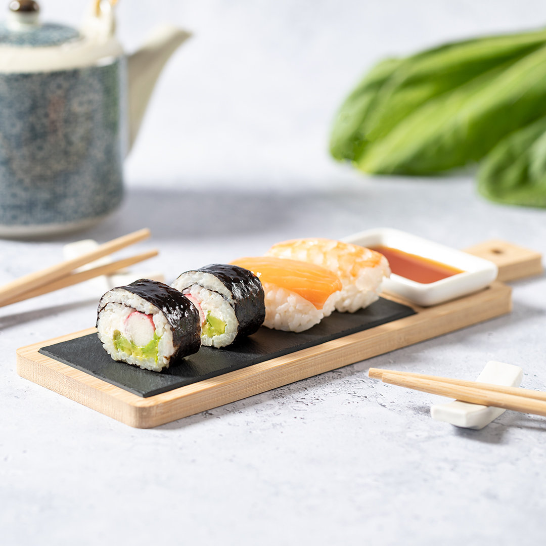 Sushi serveer set bamboe/leisteen 6-delig - Afbeelding 4