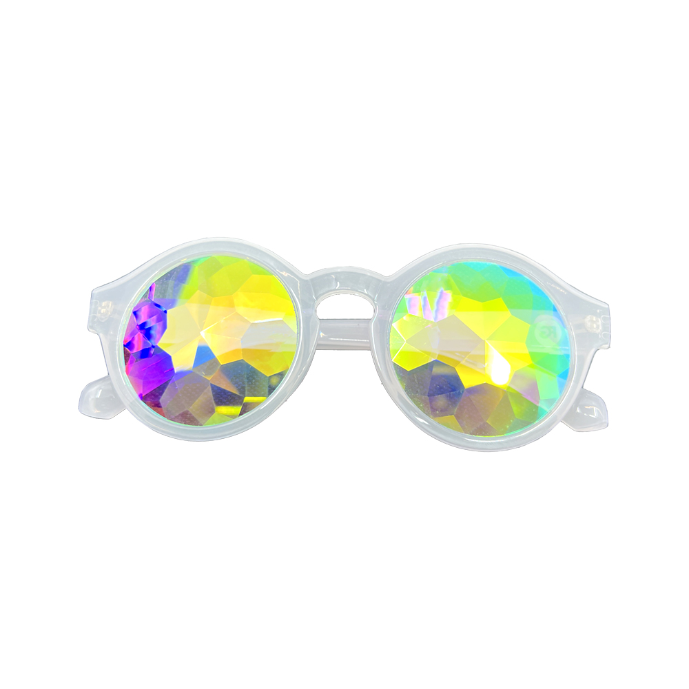 Caleidoscoop bril rond wit