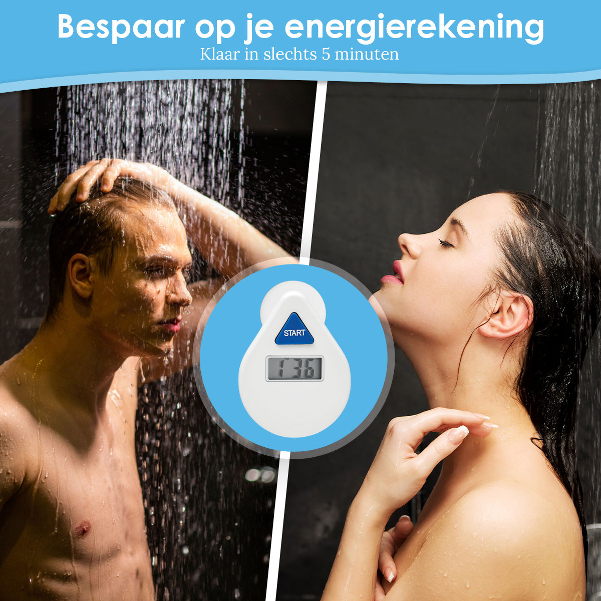 Douchetimer digitaal - 5 minuten - wit - Afbeelding 7