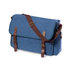 Aktetas canvas blauw/bruin