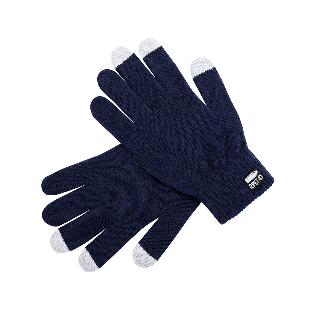 Touchscreen handschoenen RPET/polyester donkerblauw