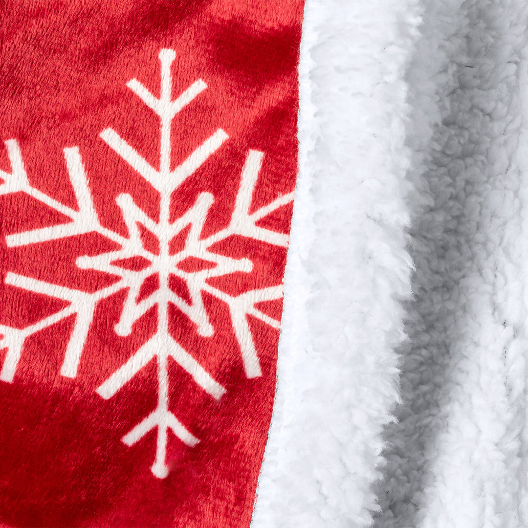 Fleece deken sneeuwvlok 125 x 160 cm rood - Afbeelding 4