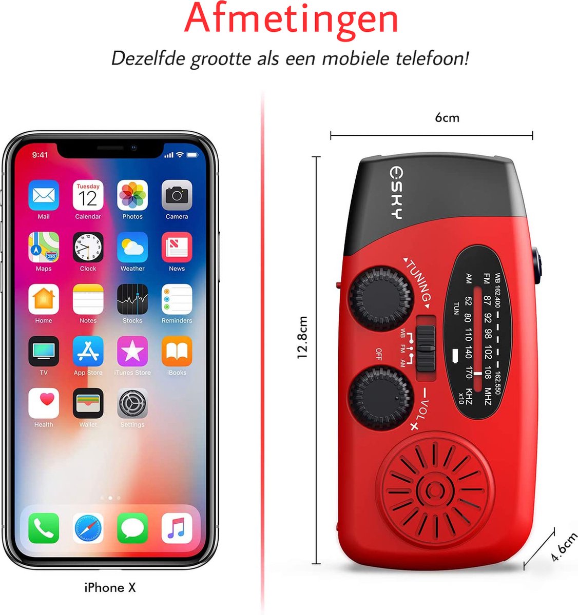 Draagbare noodradio zwart - Afbeelding 3