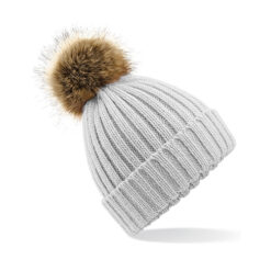 Beechfield muts met pompon grijs
