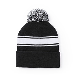 Muts met pompon acryl zwart