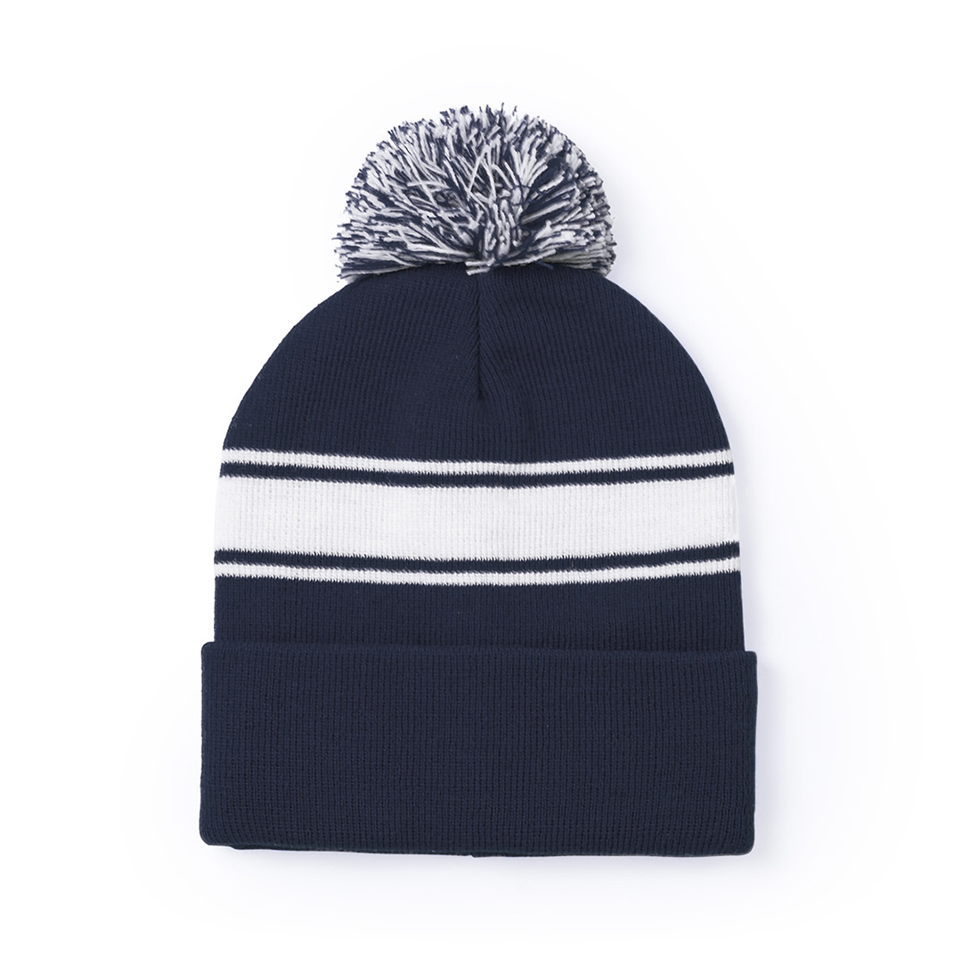 Muts met pompon acryl donkerblauw
