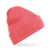 Gebreide muts polyester koraalrood