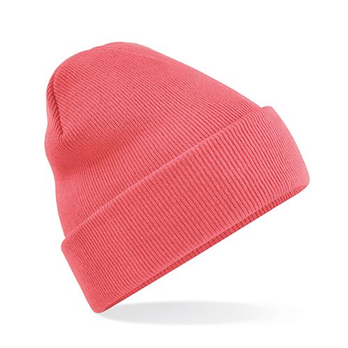 Gebreide muts polyester koraalrood
