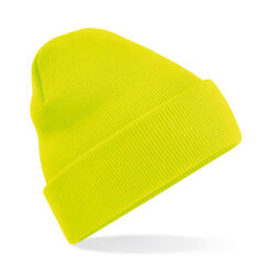 Gebreide muts polyester fluorescerend geel