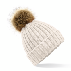 Beechfield muts met pompon beige