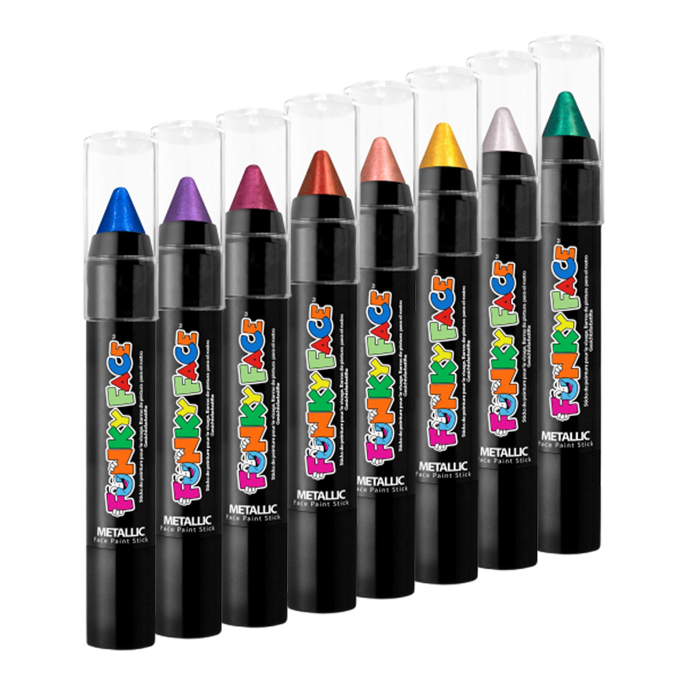 Metallic Face paint stick set 8 stuks