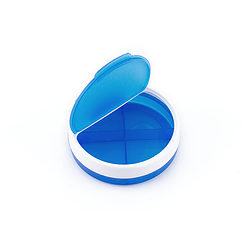 Alternative view of 4 vaks pillendoosje blauw/wit