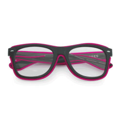 Alternative view of LED bril met heldere lenzen zwart - neon roze