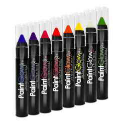 UV Face & Body paint stick set 8 stuks