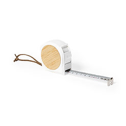 Meetlint rolmaat 5 meter bamboe beige/wit