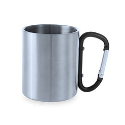 Mok met karabijnhaak 210 ml RVS zwart