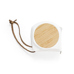 Alternative view of Meetlint rolmaat 5 meter bamboe beige/wit